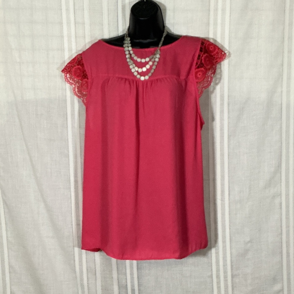 Torrid Hot Pink Lace Sleeve Blouse Plus Size 2 Feminine Boho